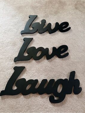 Hobby Lobby Black 'Live Love Laugh' Script Wooden Wall Words